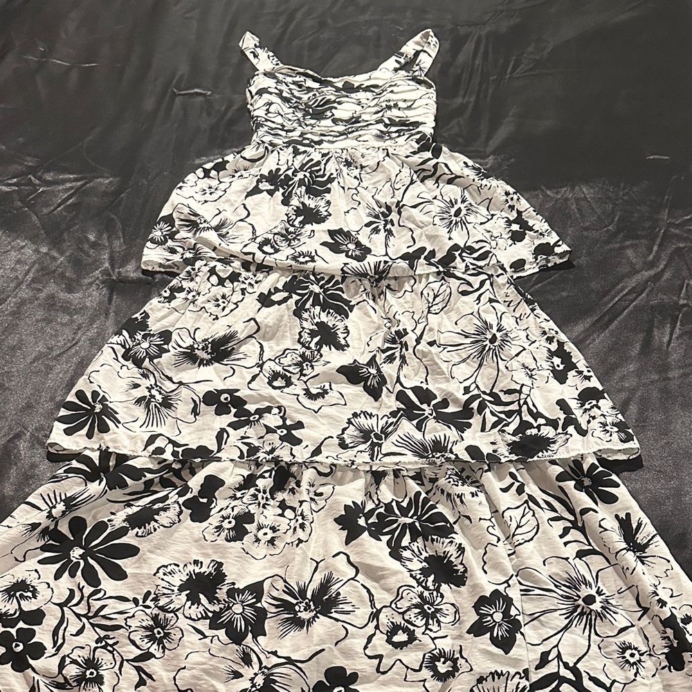 Floral Black and White maxi dress